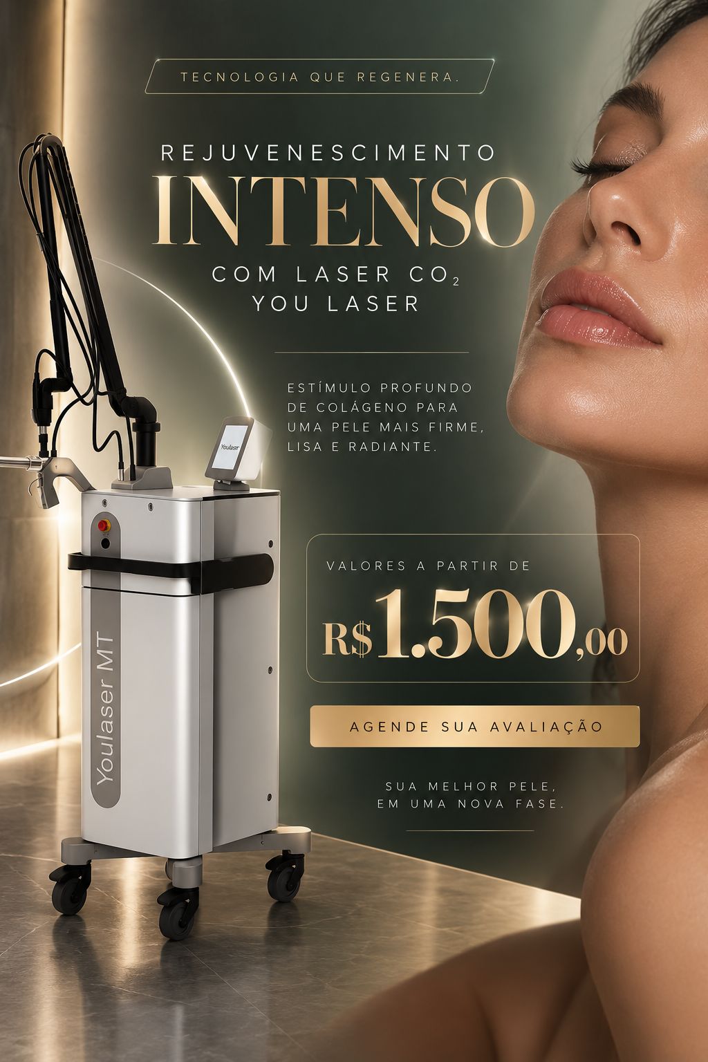 Campanha de rejuvenescimento intenso com laser CO₂ YouLaser MT, equipamento e valores